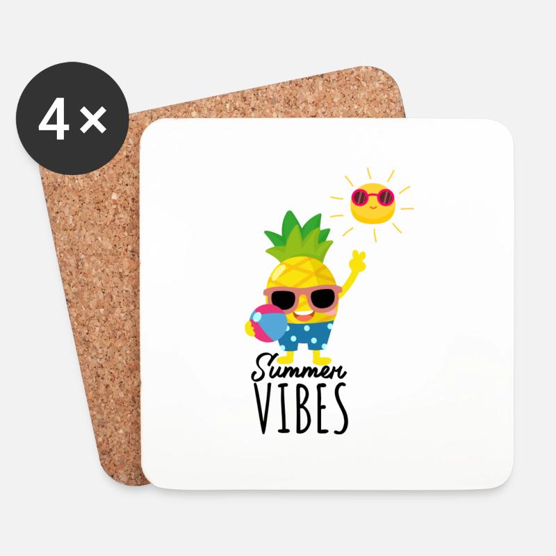 Summer Vibes - Untersetzer (4er-Set) - Weiß