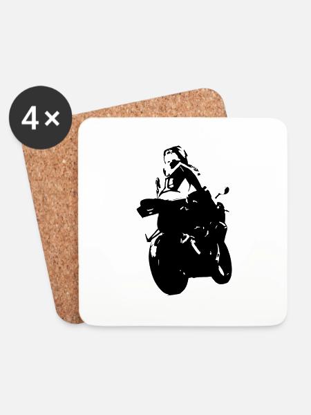 Motorradfahrer - Untersetzer (4er-Set) - Weiß