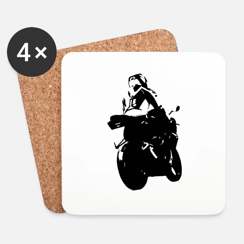 Motorradfahrer - Untersetzer (4er-Set) - Weiß