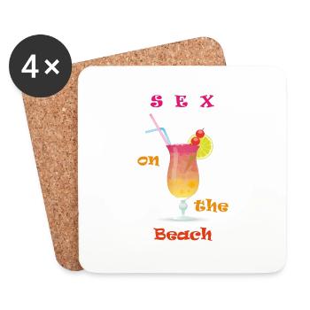 Sexe cocktail sur la plage - Dessous de verre (lot de 4) - blanc - Devant