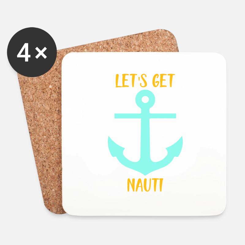 LET'S GET NAUTI - LET'S GO ON A BOAT - Untersetzer (4er-Set) - Weiß