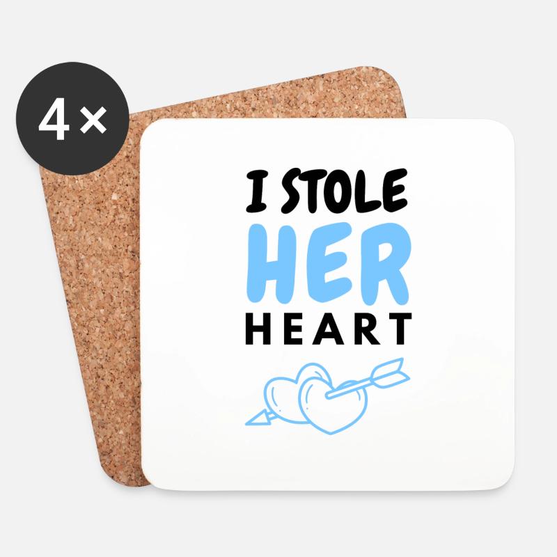 I stole her heart - Untersetzer (4er-Set) - Weiß