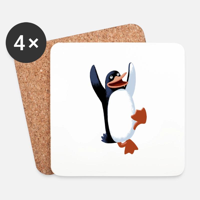 Pinguin - Untersetzer (4er-Set) - Weiß