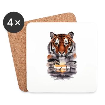 Tiger Paradies Dschungel für einen Tiger - Untersetzer (4er-Set) - Weiß - Vorne