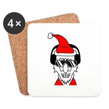 Fête Père Noël Cool Noël Hiver Musique - Dessous de verre (lot de 4) - blanc - Devant