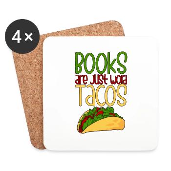 Books Are Just Word Tacos 4 - Coasters (set of 4) - white - Front