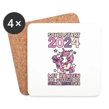1. Klasse Schulkind Schulanfang Einschulung - Untersetzer (4er-Set) - Weiß - Vorne