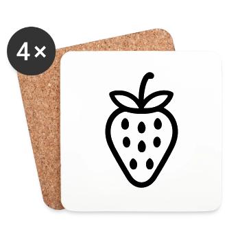 strawberry - Coasters (set of 4) - white - Front