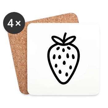 strawberry - Coasters (set of 4) - white - Front