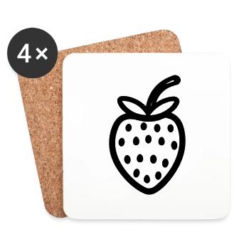 fraise - Dessous de verre (lot de 4) - blanc - Devant