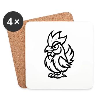 Coq - Dessous de verre (lot de 4) - blanc - Devant