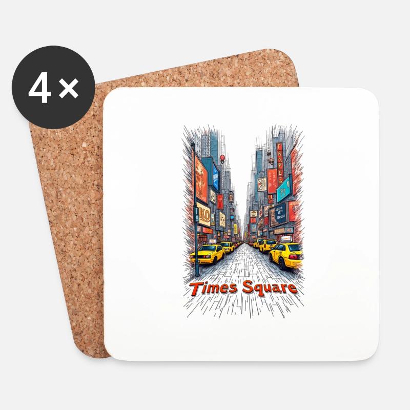 Times Square - Untersetzer (4er-Set) - Weiß