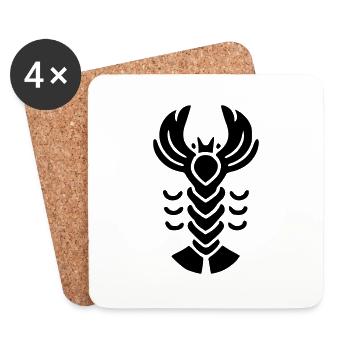 Homard - Dessous de verre (lot de 4) - blanc - Devant