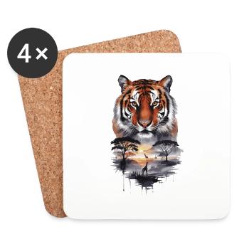 Tiger Paradies Dschungel für einen Tiger - Untersetzer (4er-Set) - Weiß - Vorne
