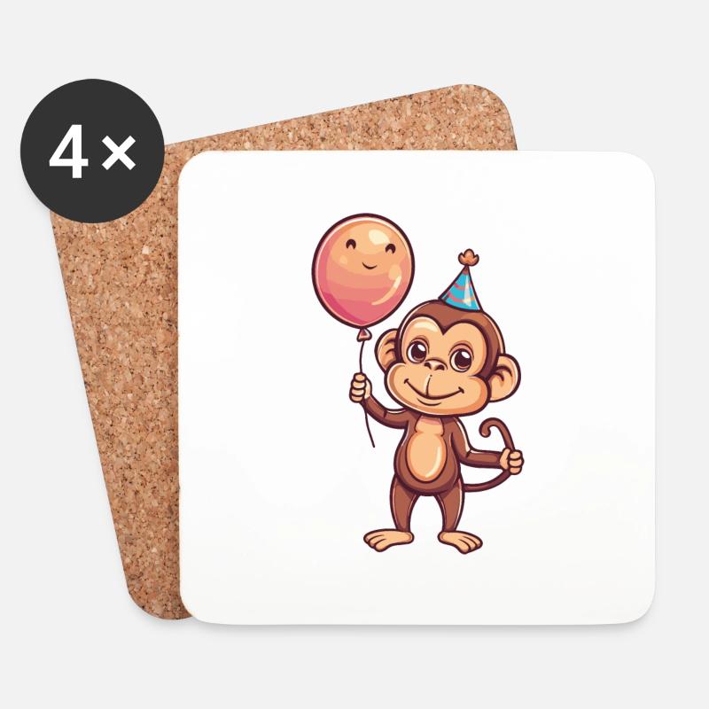 Affe Geburtstag Baby - Untersetzer (4er-Set) - Weiß