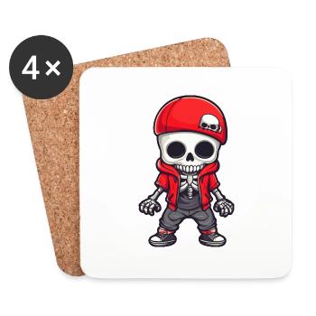 Zombie Halloween Skeleton - Coasters (set of 4) - white - Front