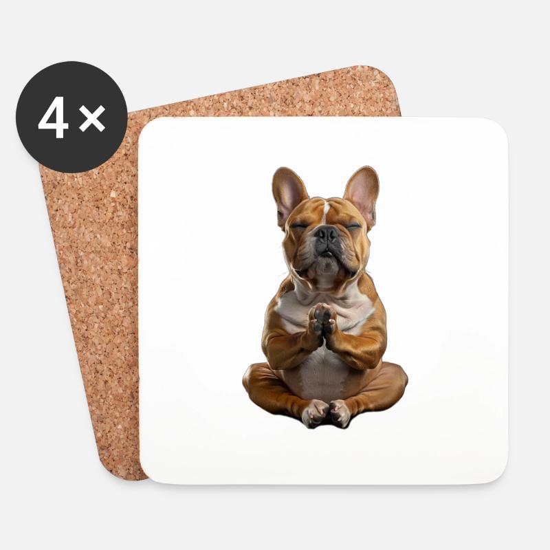 Bulldogge - Untersetzer (4er-Set) - Weiß