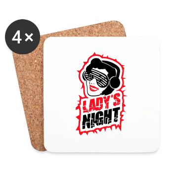 Ladies Night Fun Retro DJ Woman Face Girls Soirée - Dessous de verre (lot de 4) - blanc - Devant