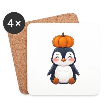 Süßer Halloween Pinguin Kürbis Cartoon Oktober - Untersetzer (4er-Set) - Weiß - Vorne