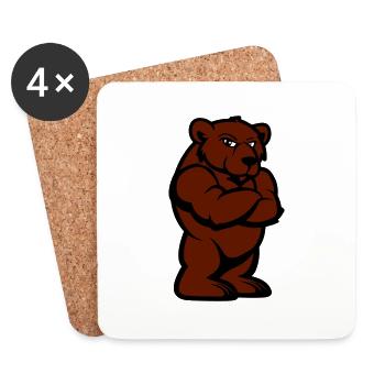 Bande dessinée ours - Dessous de verre (lot de 4) - blanc - Devant