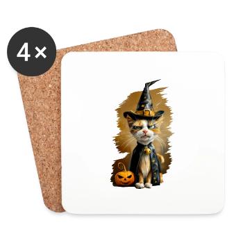 Cat Happy Halloween - Untersetzer (4er-Set) - Weiß - Vorne