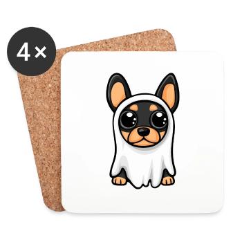 Doberman Chien Halloween Drôle Fantôme - Dessous de verre (lot de 4) - blanc - Devant