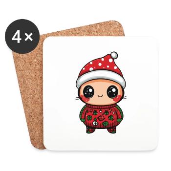Marienkäfer Weihnachten - Untersetzer (4er-Set) - Weiß - Vorne