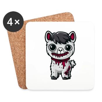 Alpaka Llama Halloween Comic Lustig - Untersetzer (4er-Set) - Weiß - Vorne