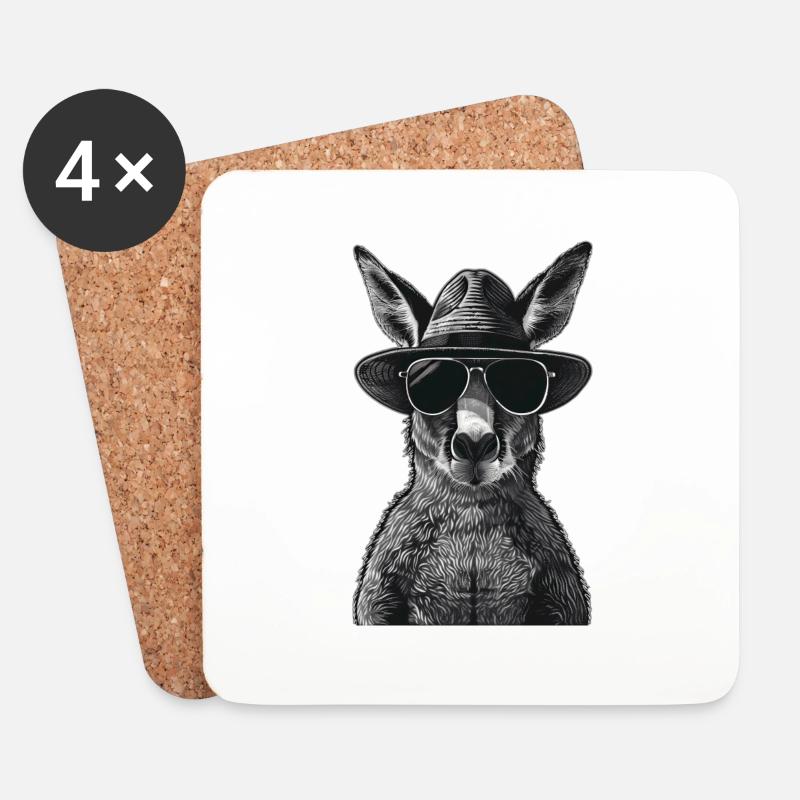 Känguru - Untersetzer (4er-Set) - Weiß