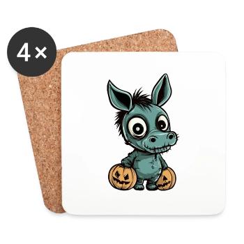 Donkey Halloween Comic Funny - Coasters (set of 4) - white - Front