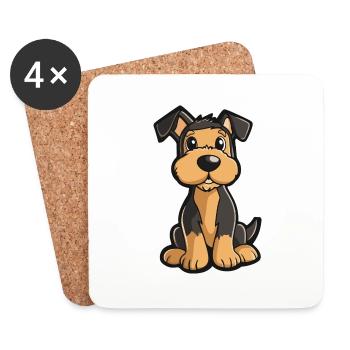 Airedale Terrier Hund Comic Niedlich - Untersetzer (4er-Set) - Weiß - Vorne