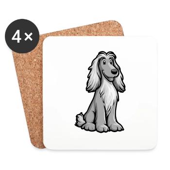 Afghan Hound Hund Comic Niedlich - Untersetzer (4er-Set) - Weiß - Vorne
