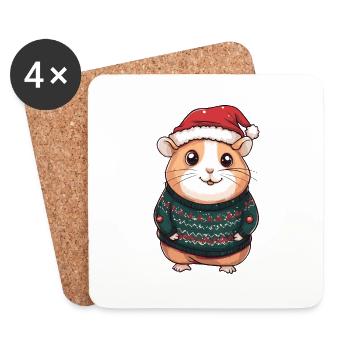 Hamster Christmas Comic - Coasters (set of 4) - white - Front