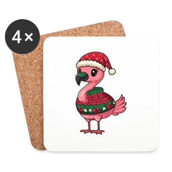 Flamingo Christmas Comic - Coasters (set of 4) - white - Front