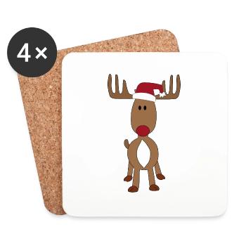 Design Moose with Santa Hat - Coasters (set of 4) - white - Front