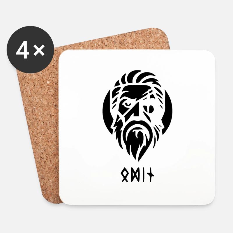 Odin schwarz mit Runen - Untersetzer (4er-Set) - Weiß