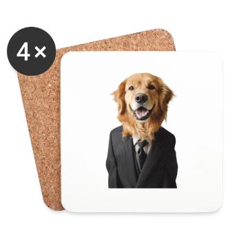 Chien - Dessous de verre (lot de 4) - blanc - Devant