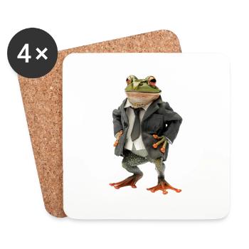 Grenouille - Dessous de verre (lot de 4) - blanc - Devant
