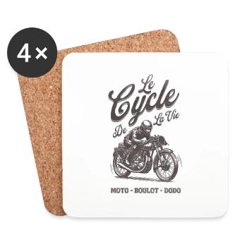 MOTO BOULOT DODO - Dessous de verre (lot de 4) - blanc - Devant