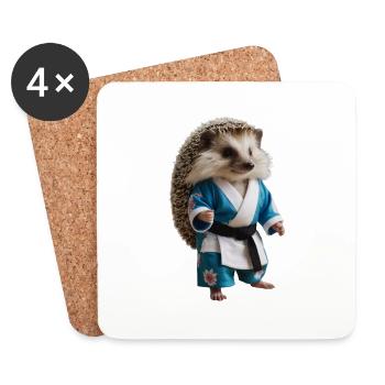Sporty hedgehog - Coasters (set of 4) - white - Front