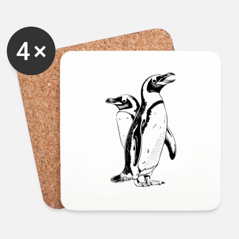 Pinguin - Untersetzer (4er-Set) - Weiß