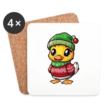 Bande dessinée de Noël de canard - Dessous de verre (lot de 4) - blanc - Devant