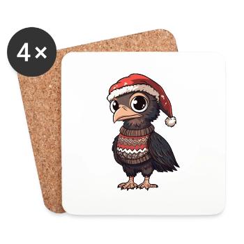 Harpie oiseau Noël bande dessinée - Dessous de verre (lot de 4) - blanc - Devant
