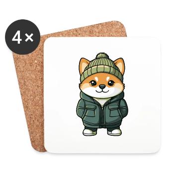 Akita Inu Hund Winter - Untersetzer (4er-Set) - Weiß - Vorne