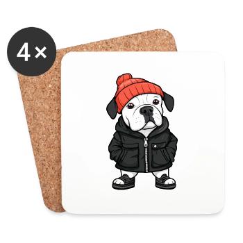 Dogue Argentino Chien Hiver - Dessous de verre (lot de 4) - blanc - Devant