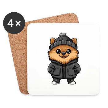 Zwergspitz Hund Stylisch Pomeranian - Untersetzer (4er-Set) - Weiß - Vorne