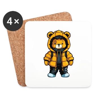 Bear Winter Comic Cute - Coasters (set of 4) - white - Front
