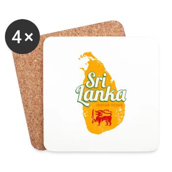 Sri Lanka Landkarte Vintage Urlaub Insel Souvenir - Untersetzer (4er-Set) - Weiß - Vorne