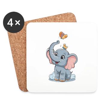 Niedlicher Elefant für Kinder für Kinder - Untersetzer (4er-Set) - Weiß - Vorne