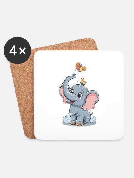 Niedlicher Elefant für Kinder für Kinder - Untersetzer (4er-Set) - Weiß